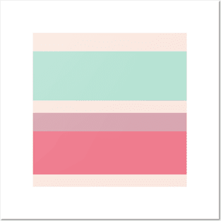 A beautiful variation of Faded Pink, Light Blue Grey, Misty Rose and Light Coral stripes. Posters and Art